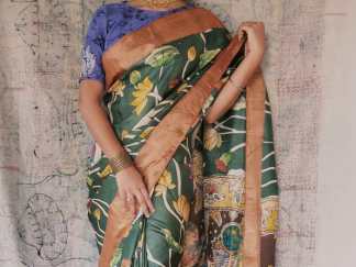 Pure Tussar Silk Hand Painted Sarees