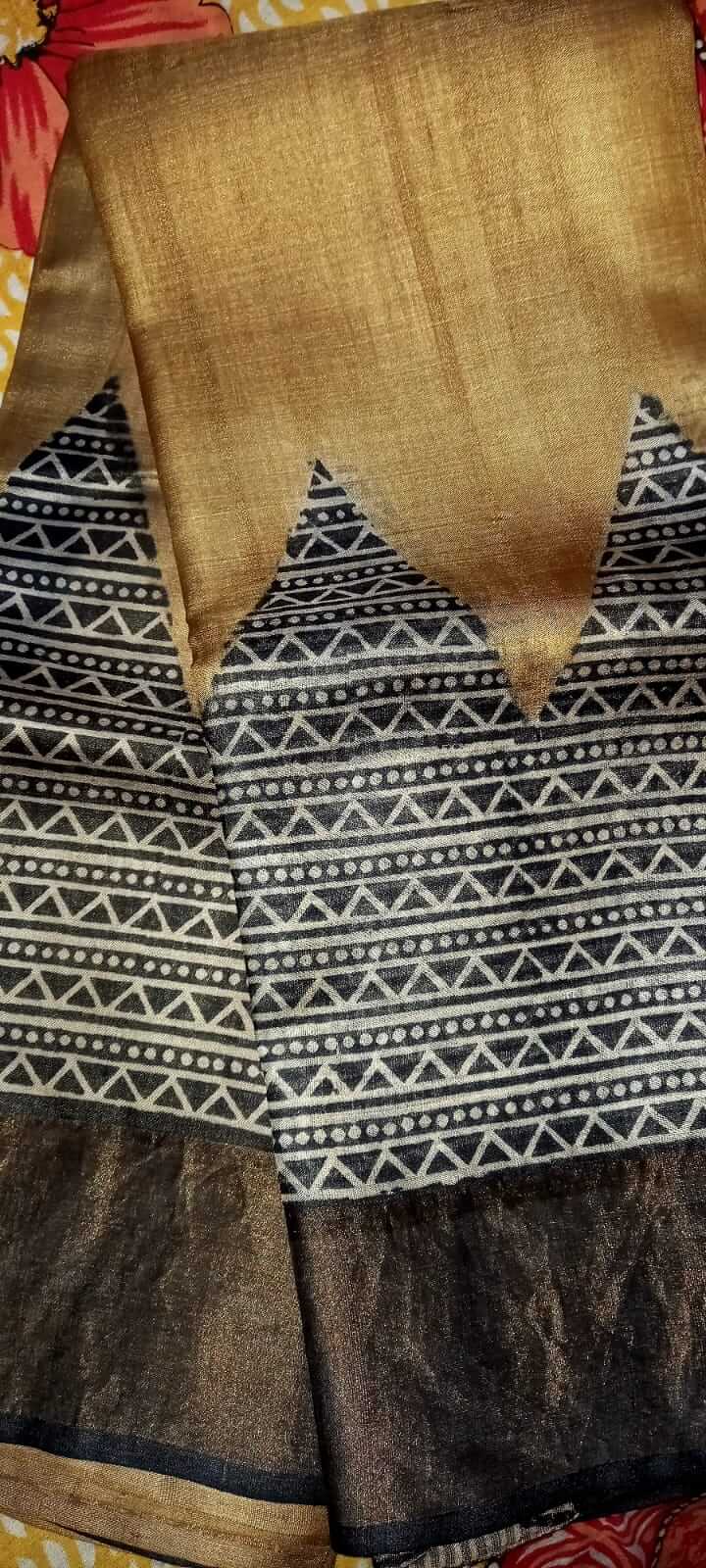 Tussar Silk Sarees Block Printed