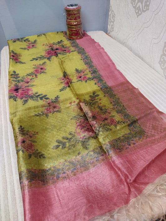 Ghicha tussar digital printed duppatta in beautiful flower patterns