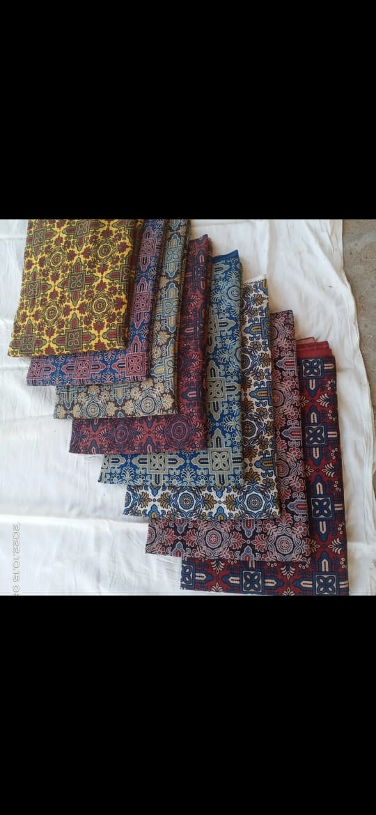 Ajrakh natural dyed pure cotton material