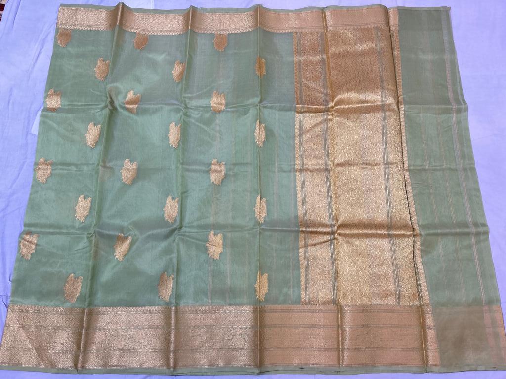 Exclusive kora Banarasi silk kaduva silk saree in green