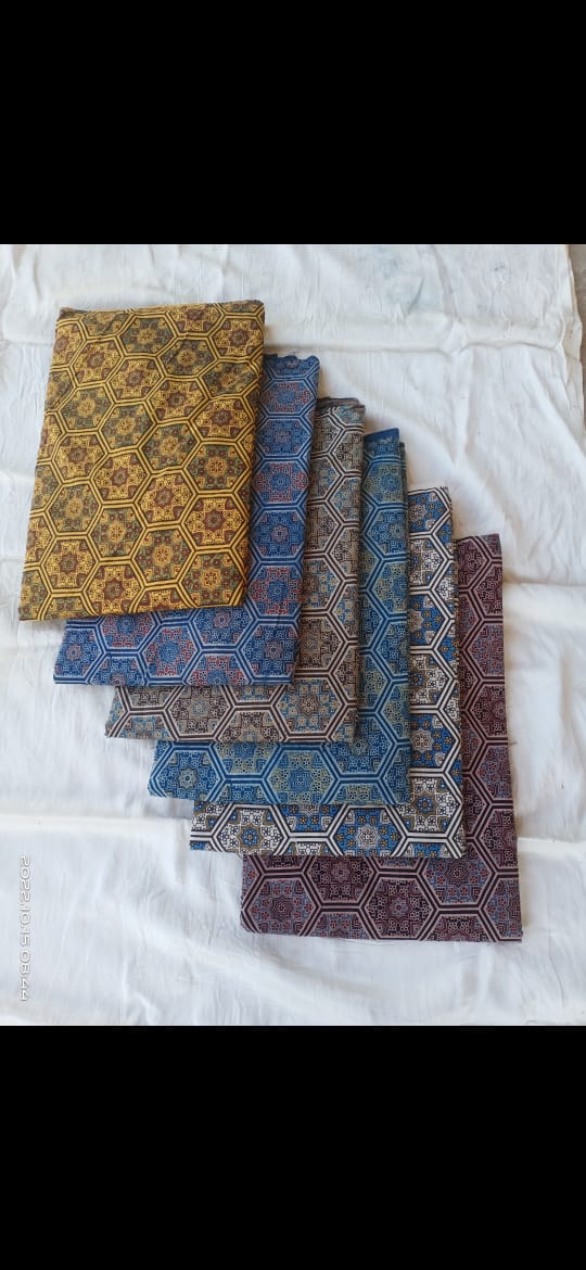 Ajrakh natural dyed pure cotton material