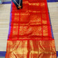 Kanjivaram softsilk saree in Ikkat purple with maroon pochampalli double warp with silver jari