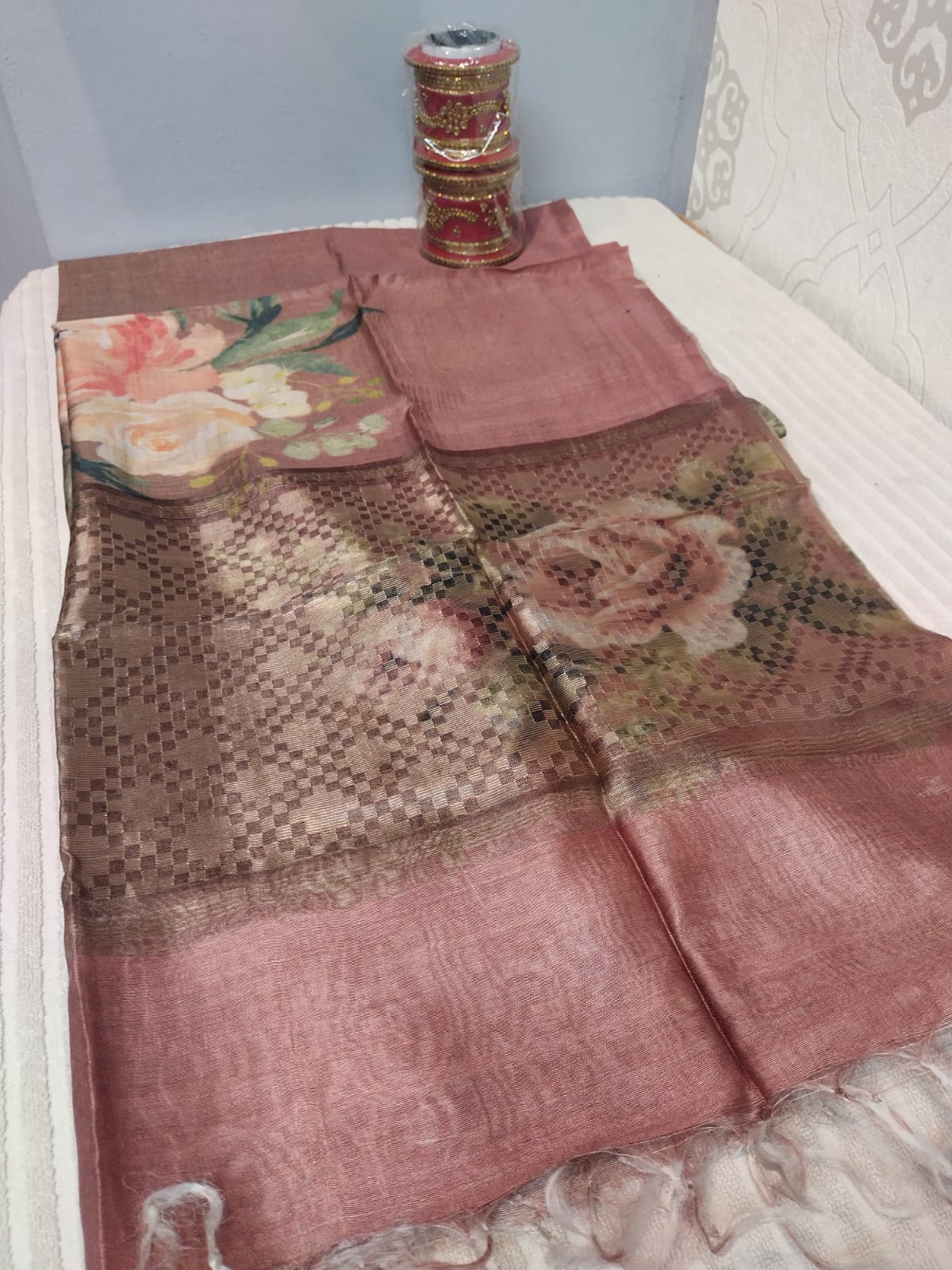 Ghicha tussar digital printed duppatta in beautiful flower patterns