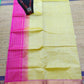 silk cotton pure cotton and silk mixed creamy lemon yellow with pink