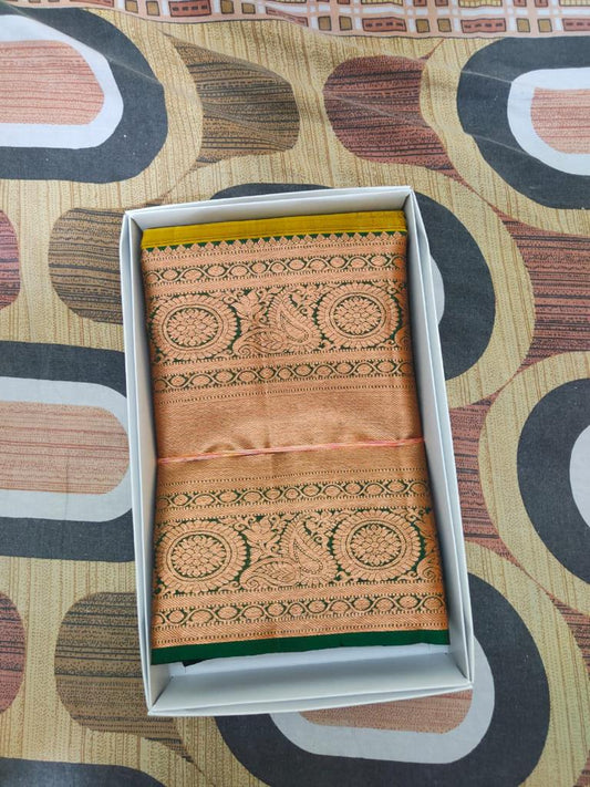 Handloom pure kanjivaram silk meganthi green bridal green