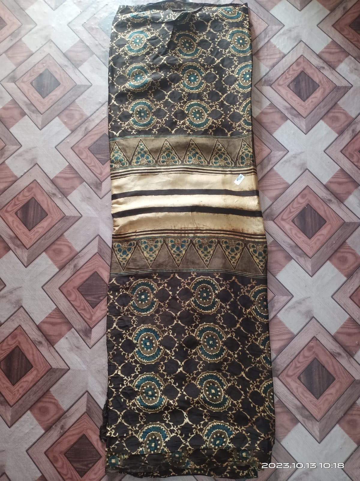 Ajrakh natural dyed pure cotton material green