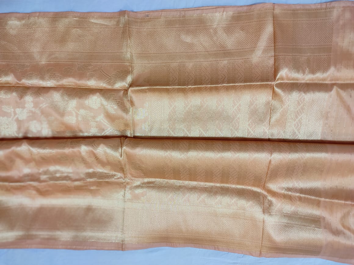 Beautiful katan pure Banaras silk saree or called benaras silk saree Kaduva butta saree in cream color all over jaal