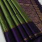 kanjivaram soft silk saree with double warp in borderless green with maroon