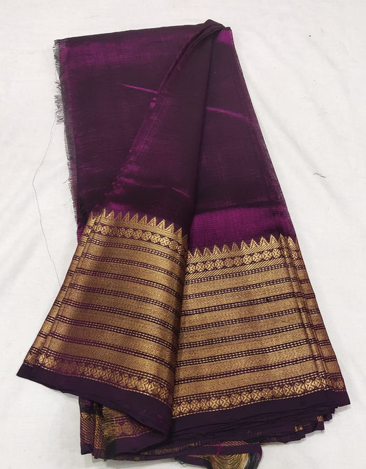 Handloom mangalgiri Silk cotton in wine color