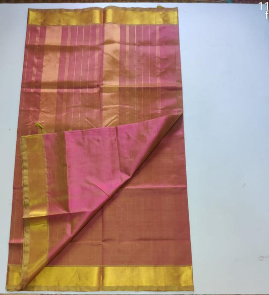 Handloom silk cotton Saree simple pink shade