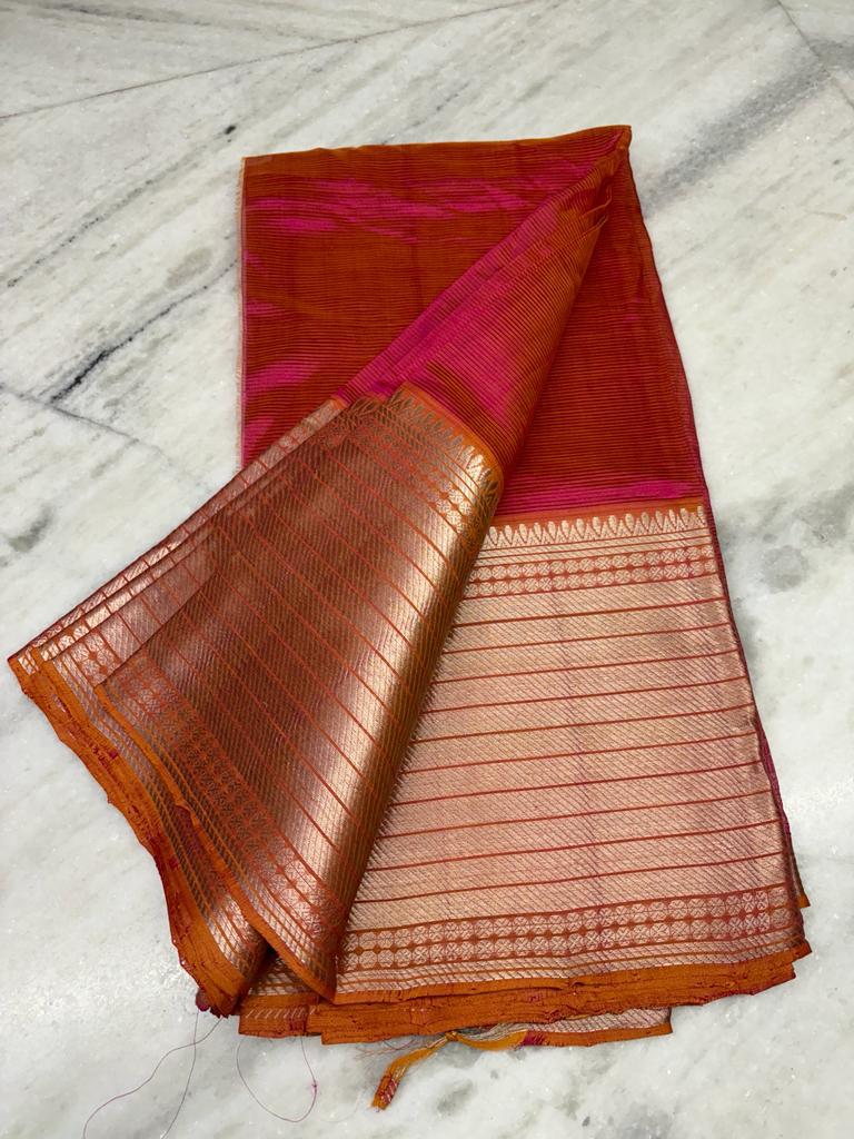 Handloom mangalgiri Silk cotton in peach color