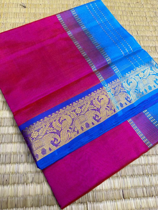 Copy of handloom silk cotton Saree purple vairaoosi butta sares