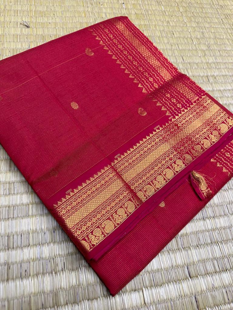 handloom silk cotton Saree red border vairaoosi with butti