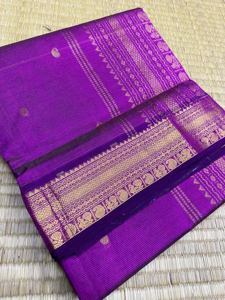 handloom silk cotton Saree purple border vairaoosi with butti