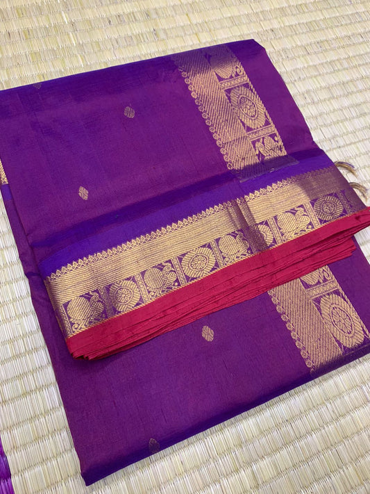 handloom silk cotton Saree  with purple saree 