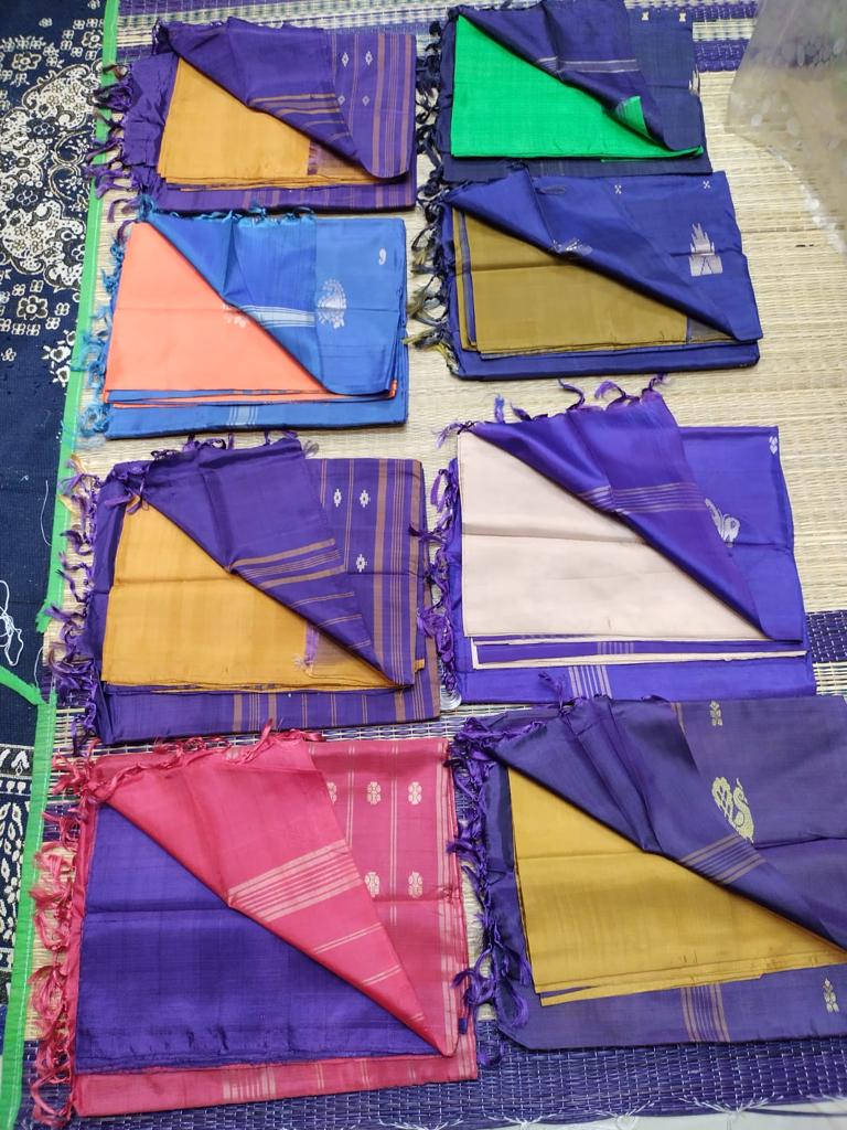 Banana pith sarees without border called vazhai naar pattu sarees