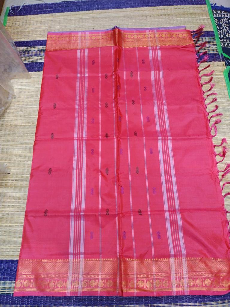 Banana pith sarees with border called vazhai naar pattu sarees cream with red mundi