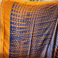 Ajrakh saree in natural dyed pure modal silk shibori oranch and navy pallu