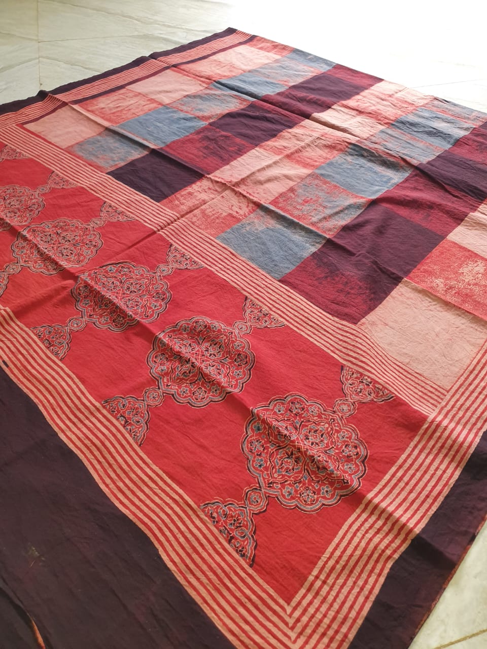 Ajrakh natural dyed pure cotton dupatta