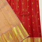 Handloom pure kanjivaram silk saree bridal silk golden color with orange chakaram butte pure golden jari all over jall