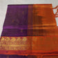 Vairaoosi silk cotton Saree dark purple with Orange border  vairaoosi