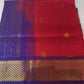 Vairaoosi silk cotton saree red with blue border vairaoosi butti