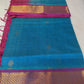 Vairaoosi silk cotton saree blue with red border vairaoosi