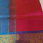 Vairaoosi silk cotton saree red with blue border vairaoosi