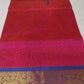 Vairaoosi silk cotton saree red with blue border vairaoosi