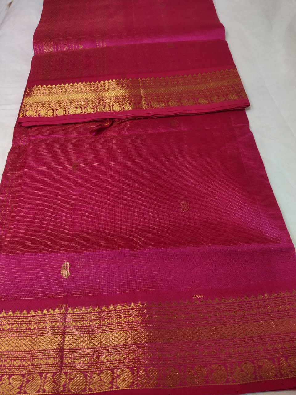 Vairaoosi silk cotton Saree flushing cherry pink saree  vairaoosi