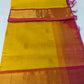 Vairaoosi silk cotton Saree yellow with pink border vairaoosi butti