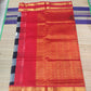 Pure silk cotton Saree with checked pattern in black and red korvai