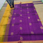 Kanjivaram silk cotton Saree purple with green coin butte with butti shade saree