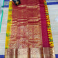 Kanjivaram softsilk saree in  yellow with maroon pochampalli double warp with silver jari