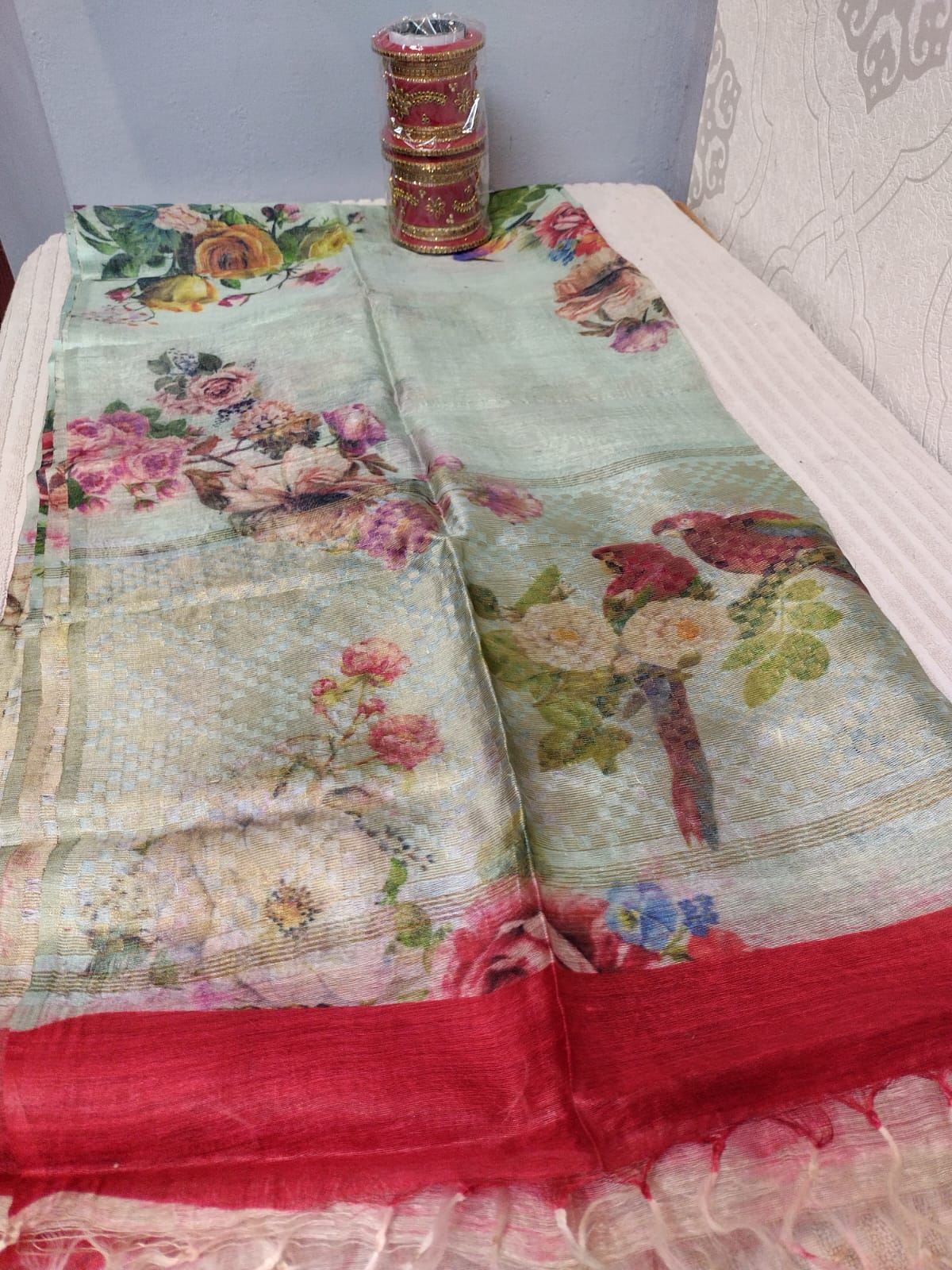 Ghicha tussar digital printed duppatta in beautiful flower patterns