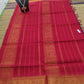 Kanjivaram silk cotton Saree blue butta saree border in red