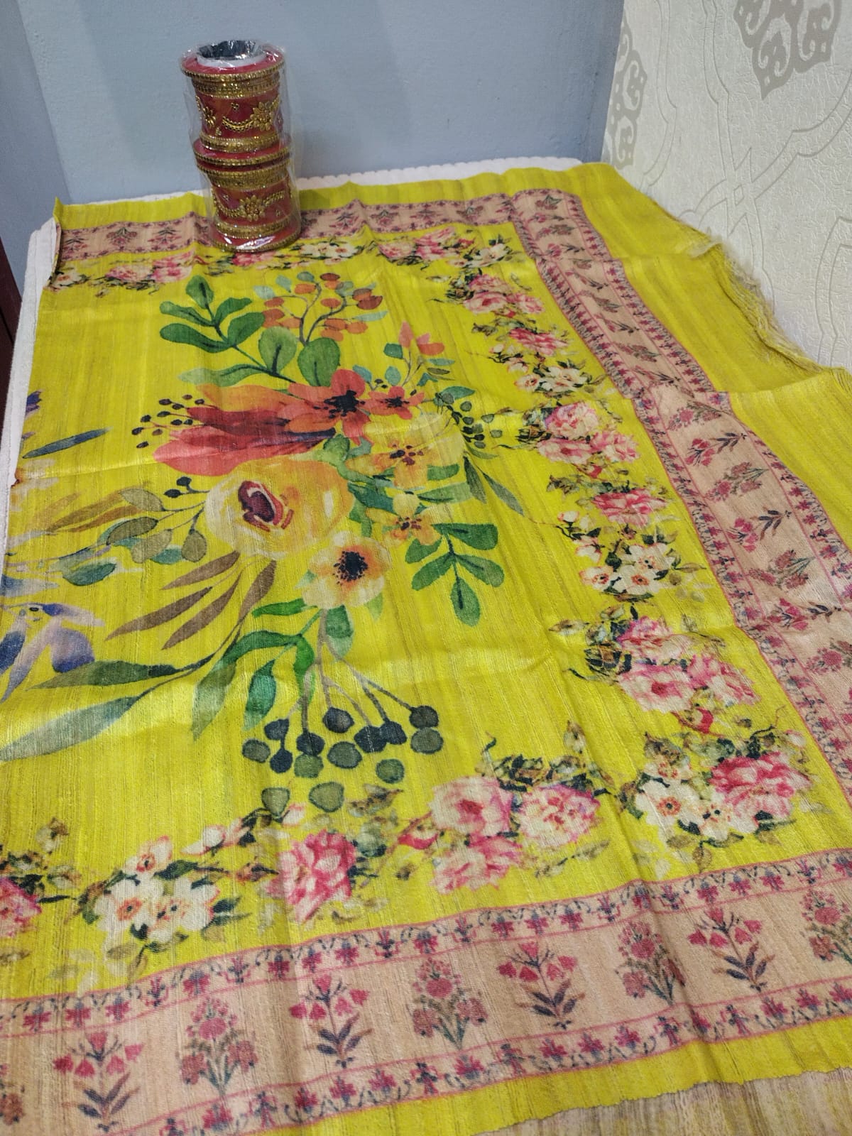 Ghicha tussar digital printed duppatta in beautiful flower patterns