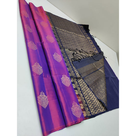 Kanjivaram pure silk saree in purple color 