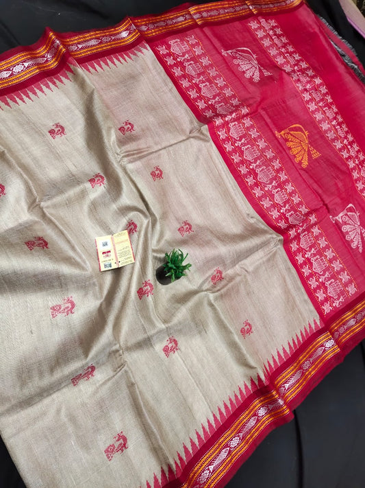 Chhattisgarh pure desi tussar silk Saree in Tussar color