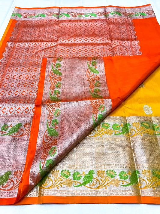 Venkatagiri handloom silk Saree in yellow color