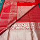 Venkatagiri handloom silk Saree in kalanji work with green and cherry red