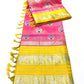 Venkatagiri handloom silk Saree in double tone pink with yellow color