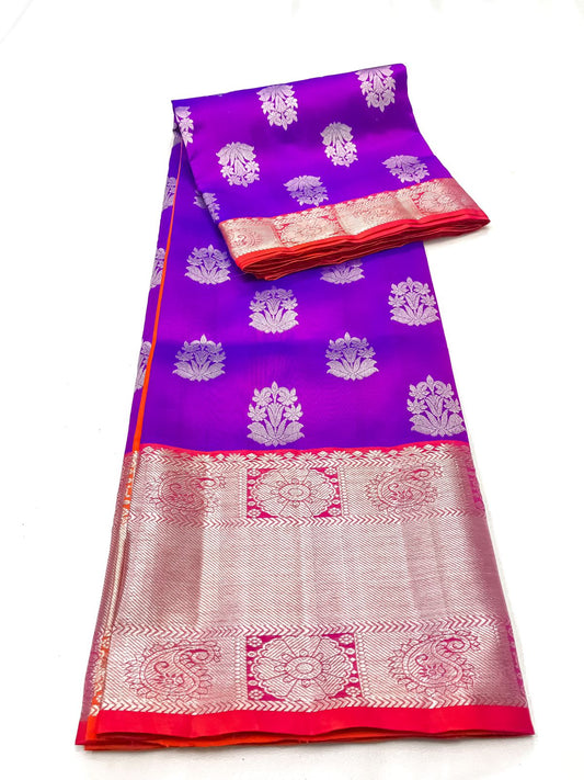 Venkatagiri handloom silk Saree in purple color