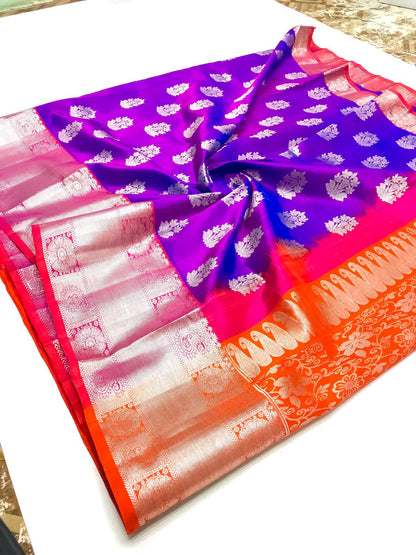 Venkatagiri handloom silk Saree in purple color