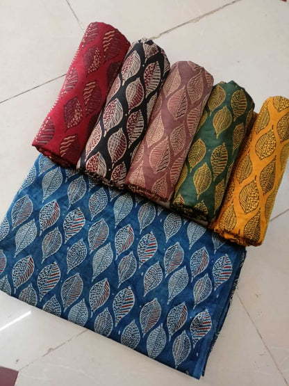 Ajrakh natural dyed pure modal silk material 