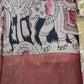 Hand painted Kalamkari pure tussar Saree in light peach color with red real pics