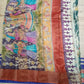 Hand painted Pen Kalamkari pure tussar Saree Lotus theme in green mundi