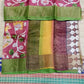 Pen Kalamkari pure tussar Saree in peacock and forest story pink with green colors full view