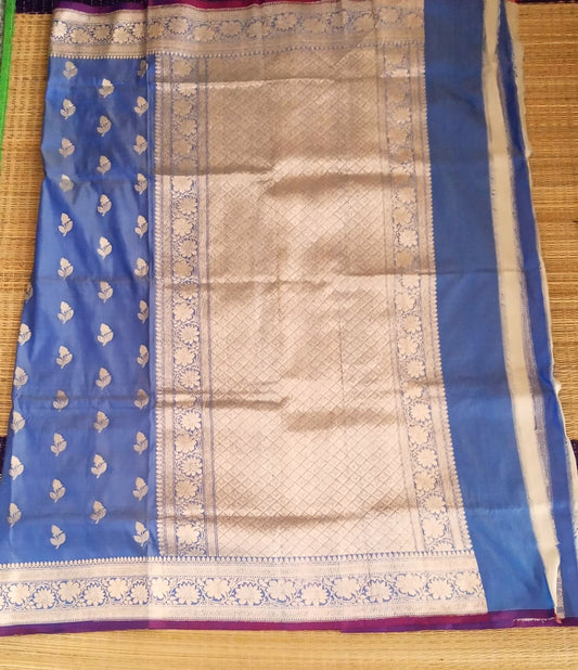 Pure Katan Banarasi in powder blue Color Saree